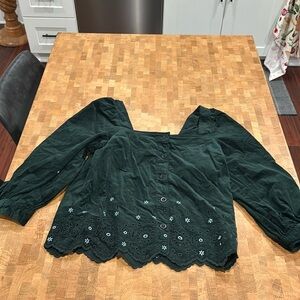Madewell Long-Sleeve Top Green Size Small